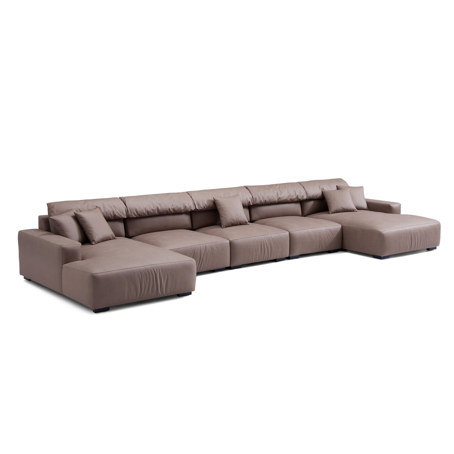 Chestnut Brown Double Chaise Sectional-Brown-199.2"