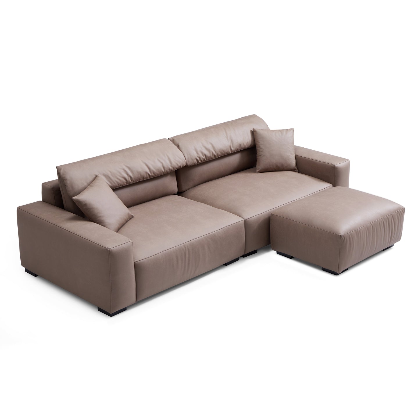 Chestnut Brown Leather Sofa and Ottoman-Brown-108.6"