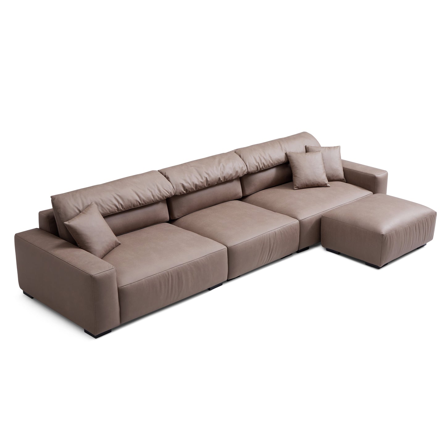 Chestnut Brown Leather Sofa and Ottoman-Brown-144.8"