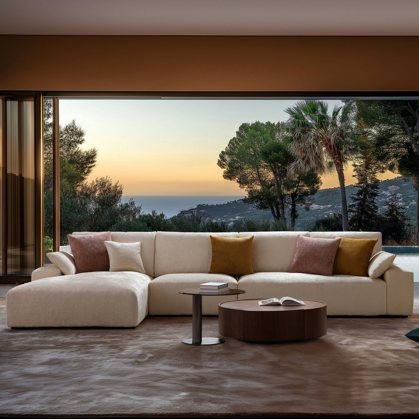 The Empress Gray Sectional-Beige