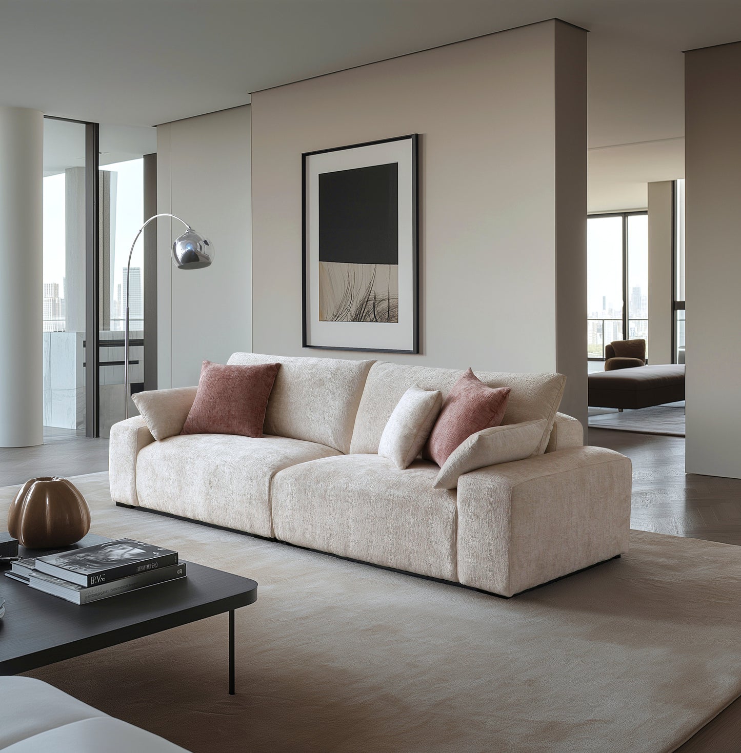 The Empress Gray Sofa-Beige
