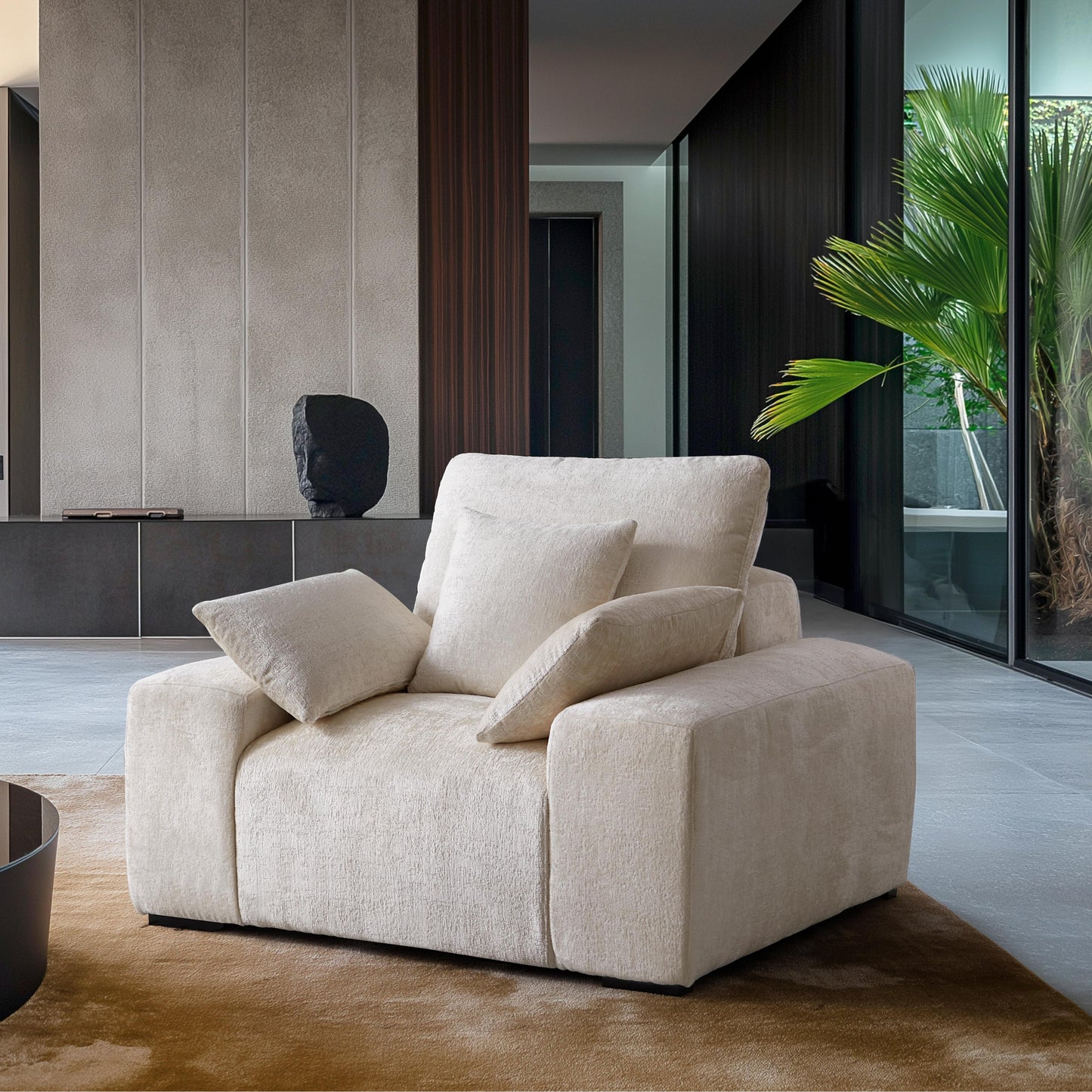 The Empress Gray Armchair-Beige