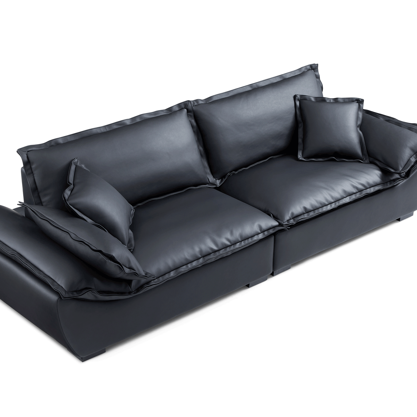 Casper Sailboat Leather Sofa-Black