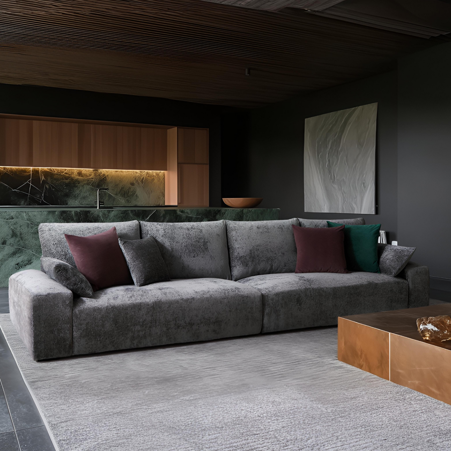 The Empress Gray Sofa-Gray