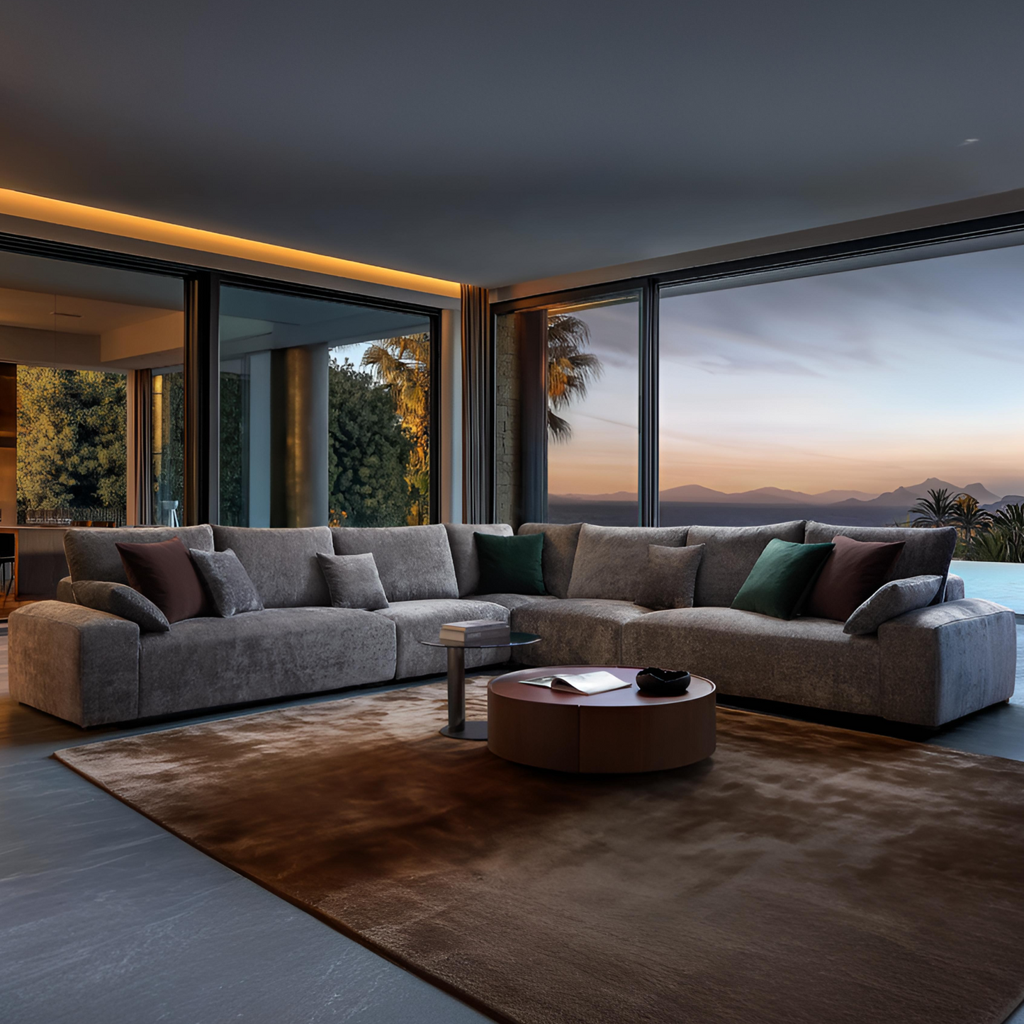 The Empress Gray Corner Sectional Sofa-Gray