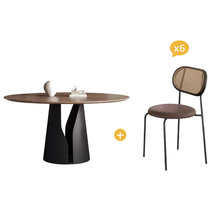 Lunaro Wood & Steel Dining Table-Dining Table + 4 Chairs