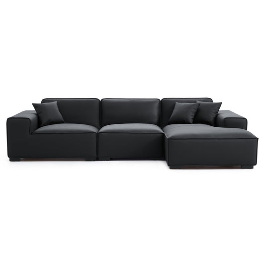 Domus Modular Black Leather Sectional Sofa-hidden