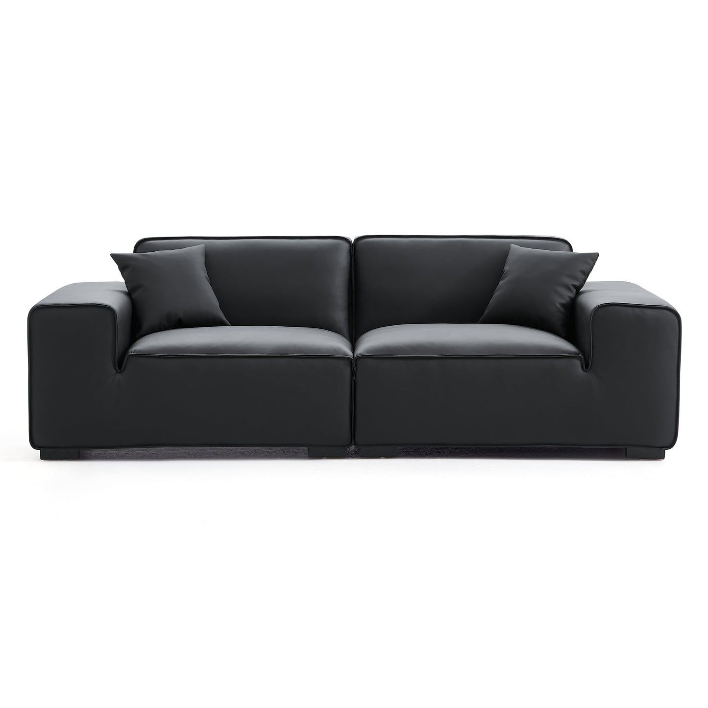 Domus Modular Black Leather Sofa Set-Black-94.5″