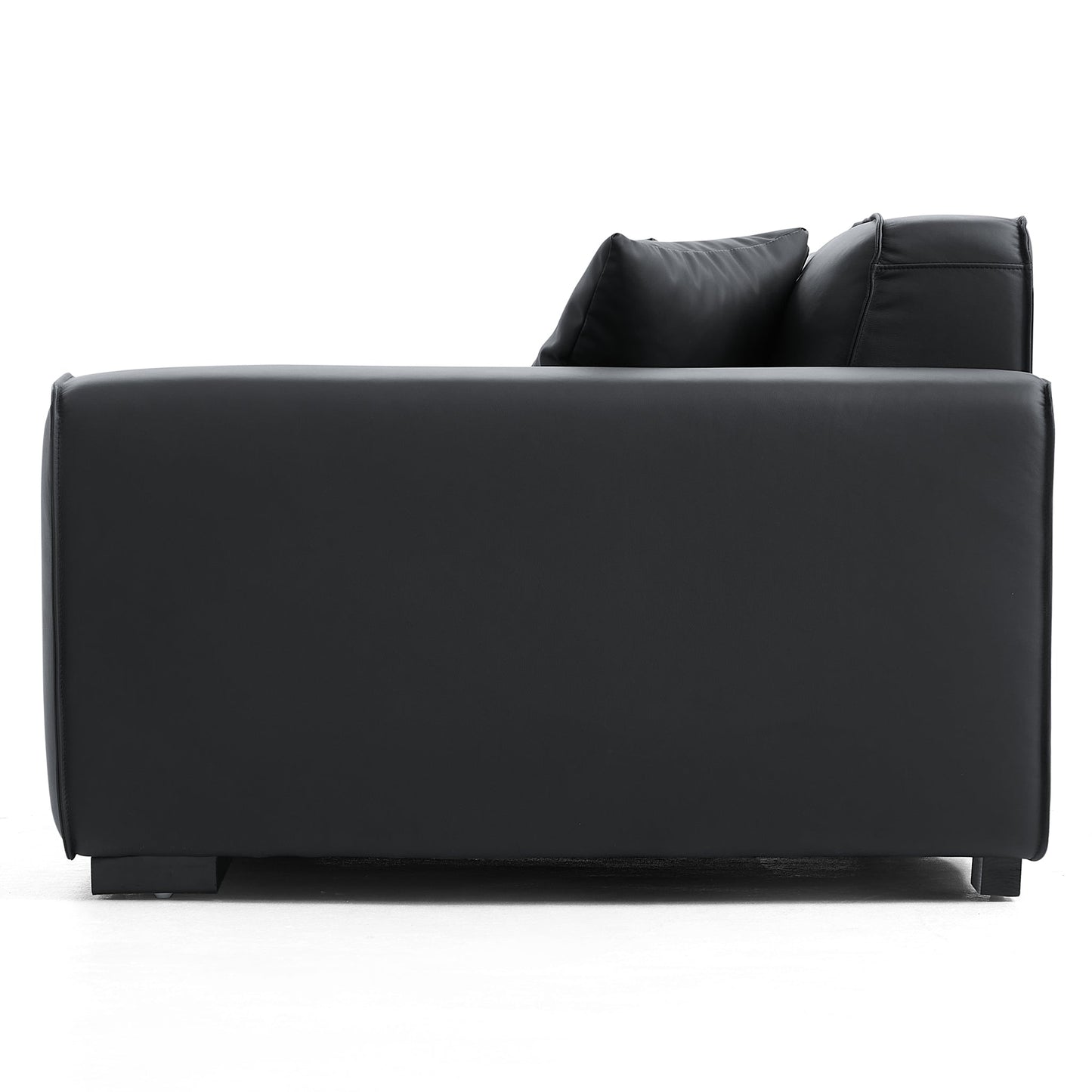 Domus Modular Black Leather Sofa-Black