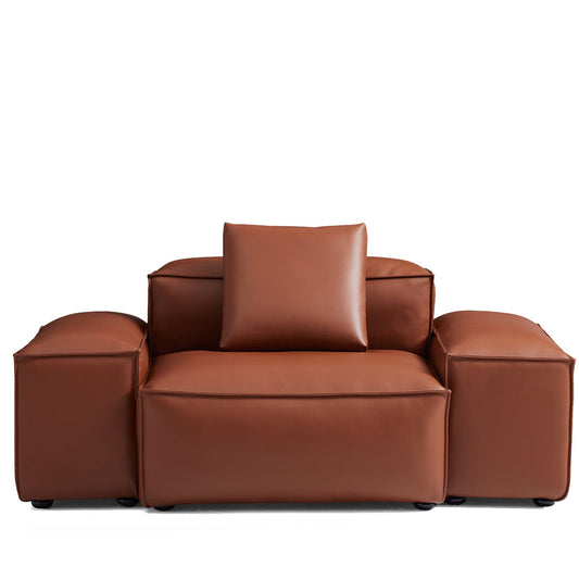 Cube Modular Brown Genuine Leather Armchair-Brown-68.1"-Low