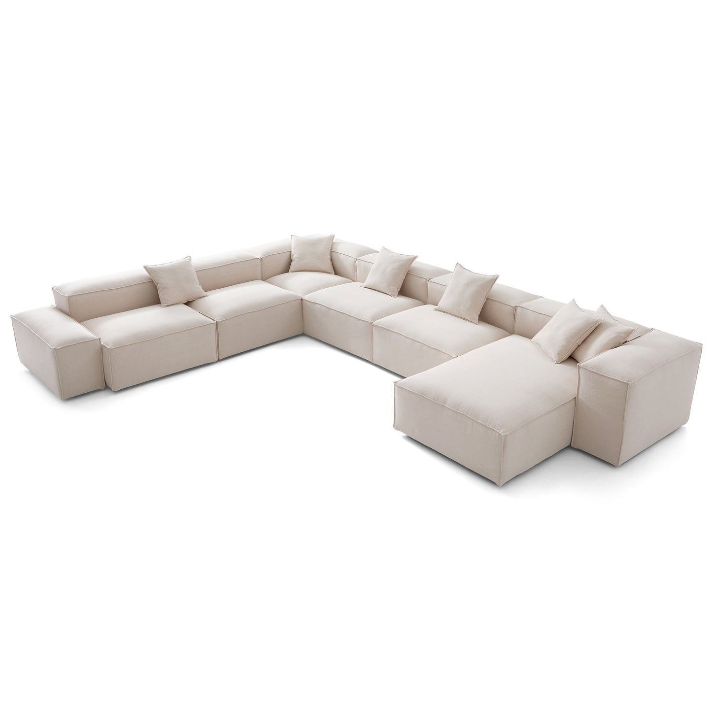 Freedom Modular Khaki U Shaped Sectional Sofa-Khaki-177.2"-Low & High