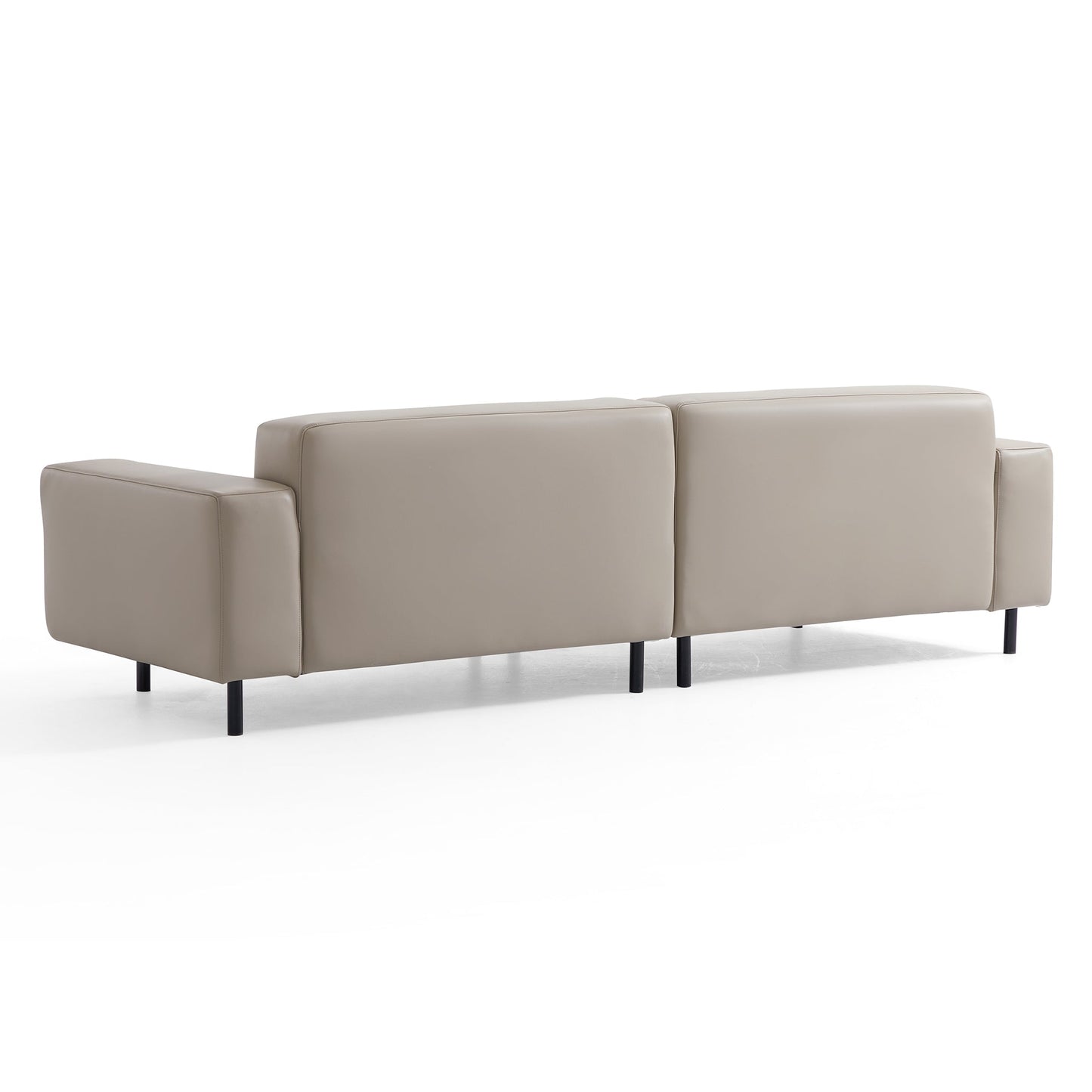Noble Dark Gray Leather Sofa-Beige-111.0"