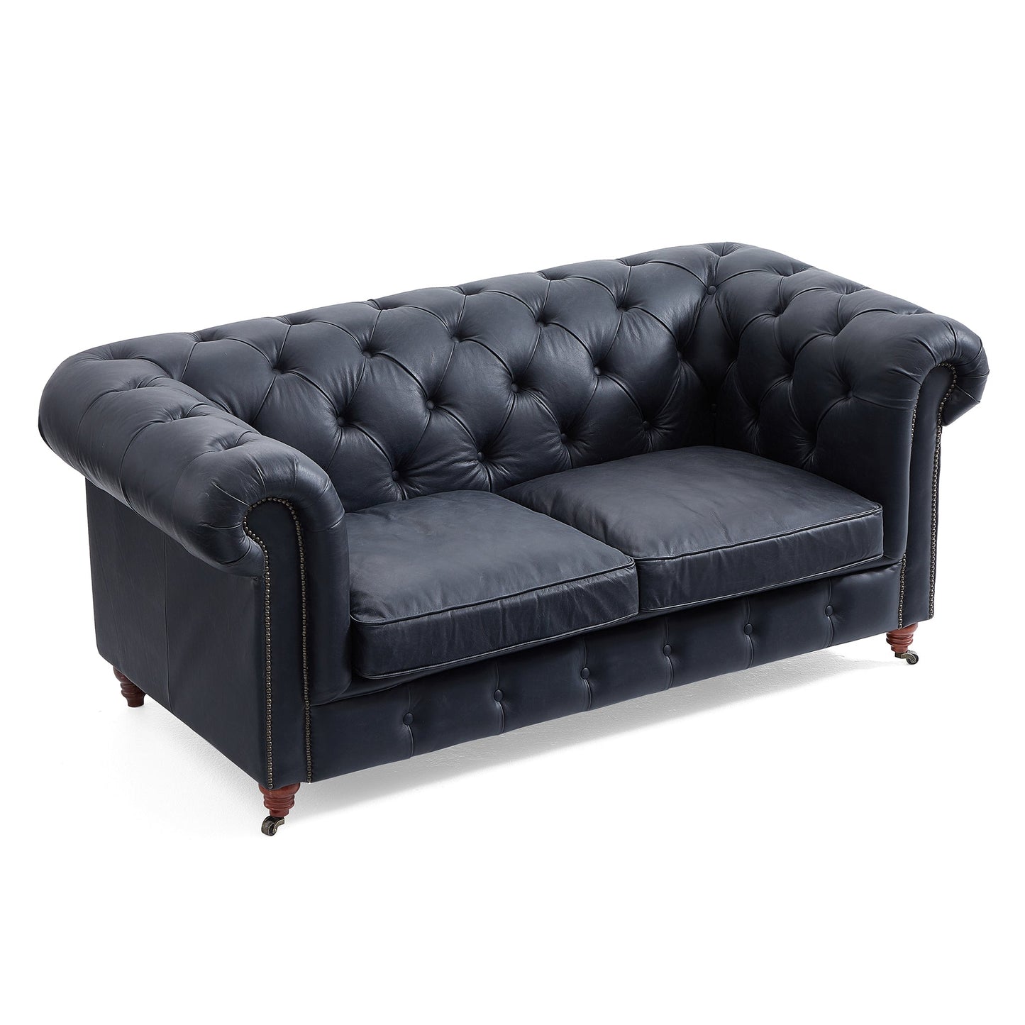 Durango Chesterfield Top Grain Leather Tufted Sofa-Black