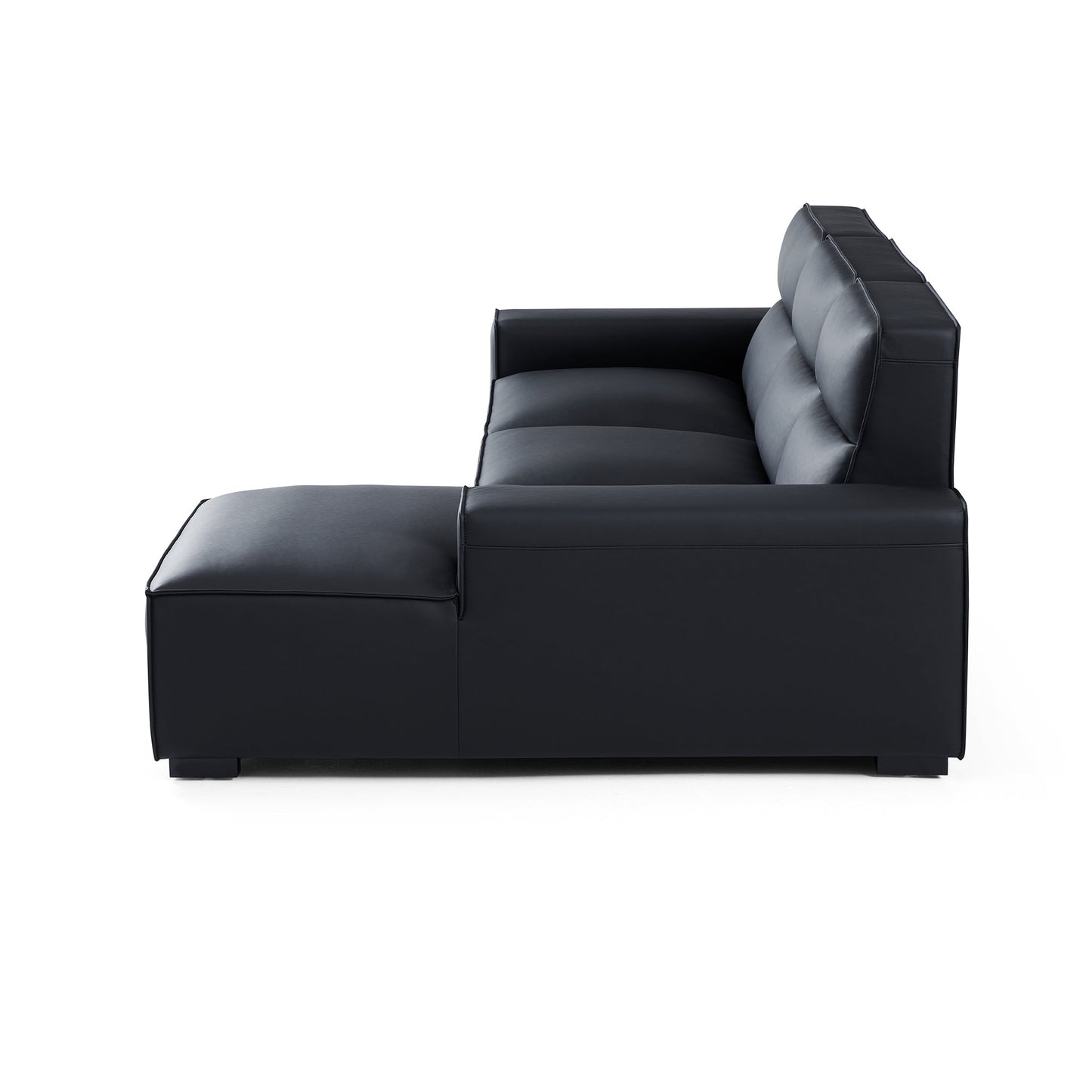 Domus High Back Modular Leather Sectional-Black