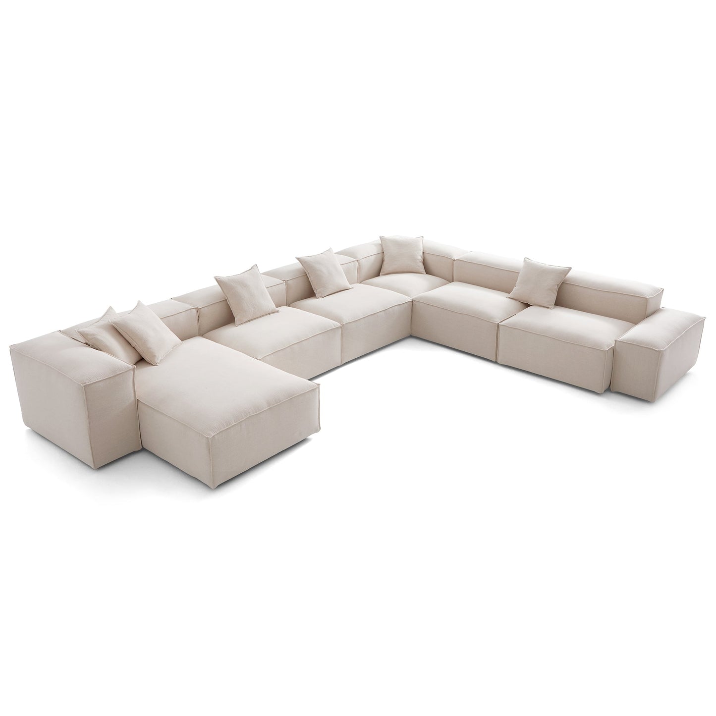 Freedom Modular Khaki U Shaped Sectional Sofa-Khaki-177.2"-Low & High