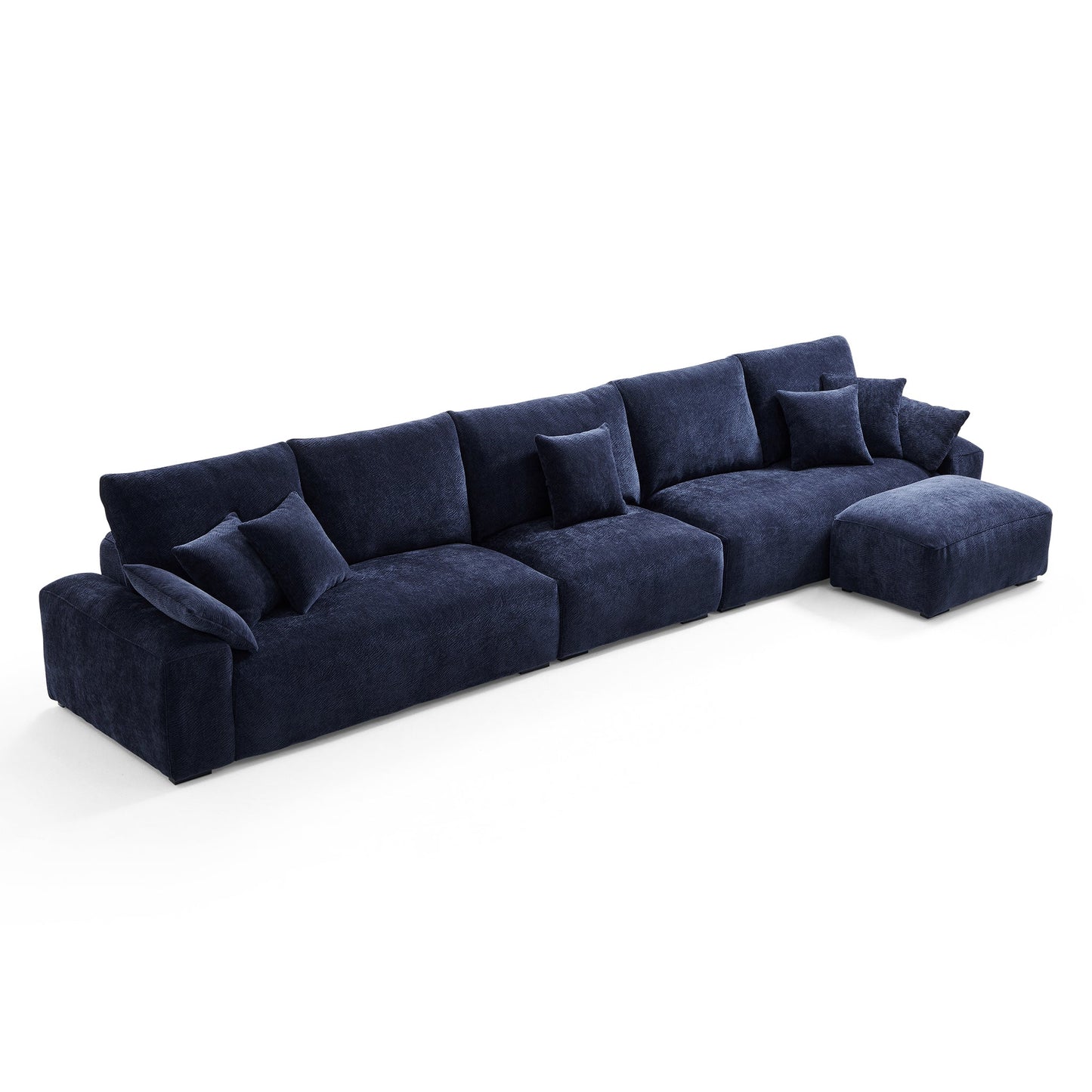 The Empress Navy Blue Sofa and Ottoman-Navy Blue-175.6"
