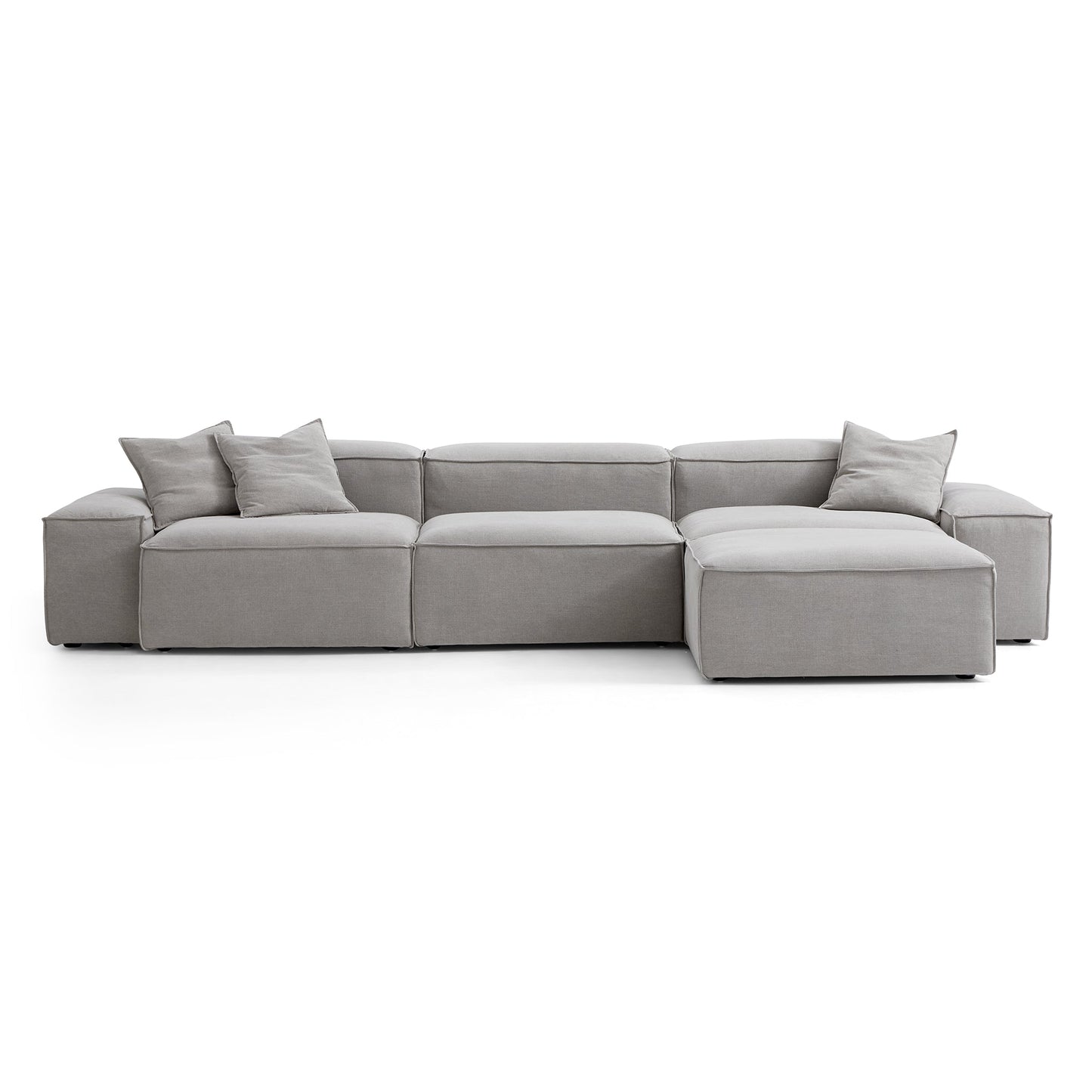 Freedom Modular Sofa with Ottoman-New Gray-143.7"-Low & High