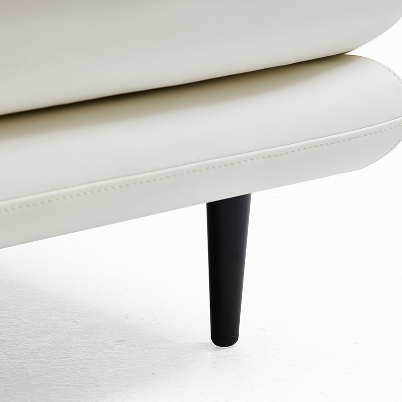 Vanilla White Leather Armchair-White