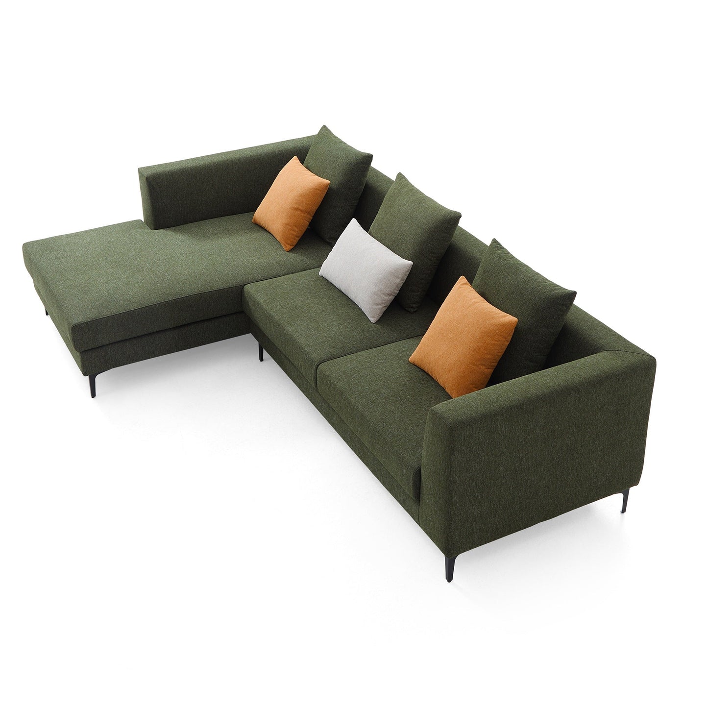 Jungle L Shaped Green Fabric Sectional Sofa With Chaise-Green-113.8"-Facing Left