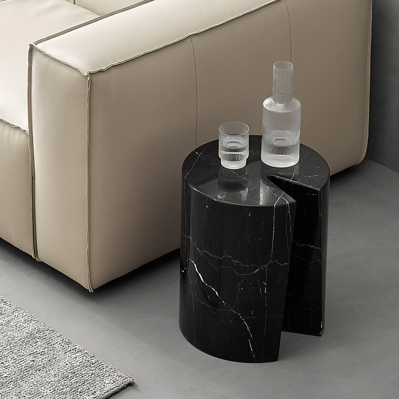 Seraphic Marble Round Side Table-Black