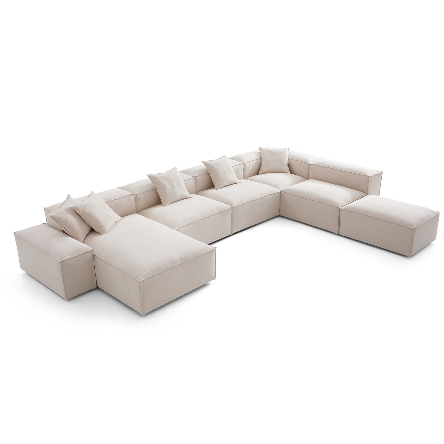 Freedom Modular Khaki Open End Sectional Sofa-Khaki-177.2"-Low