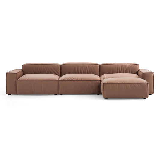 Luxury Minimalist Brown Fabric Sofa and Ottoman-hidden