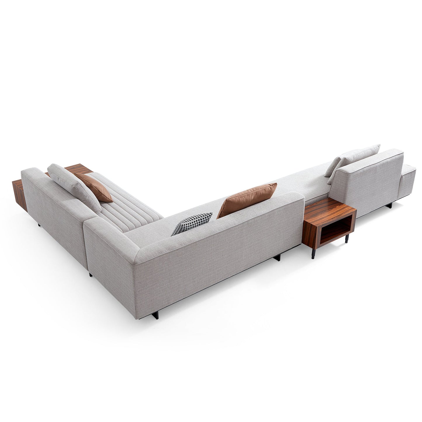 Brandy Channel Tufting Sectional with Coffee Table-Gray-173.2"(2)