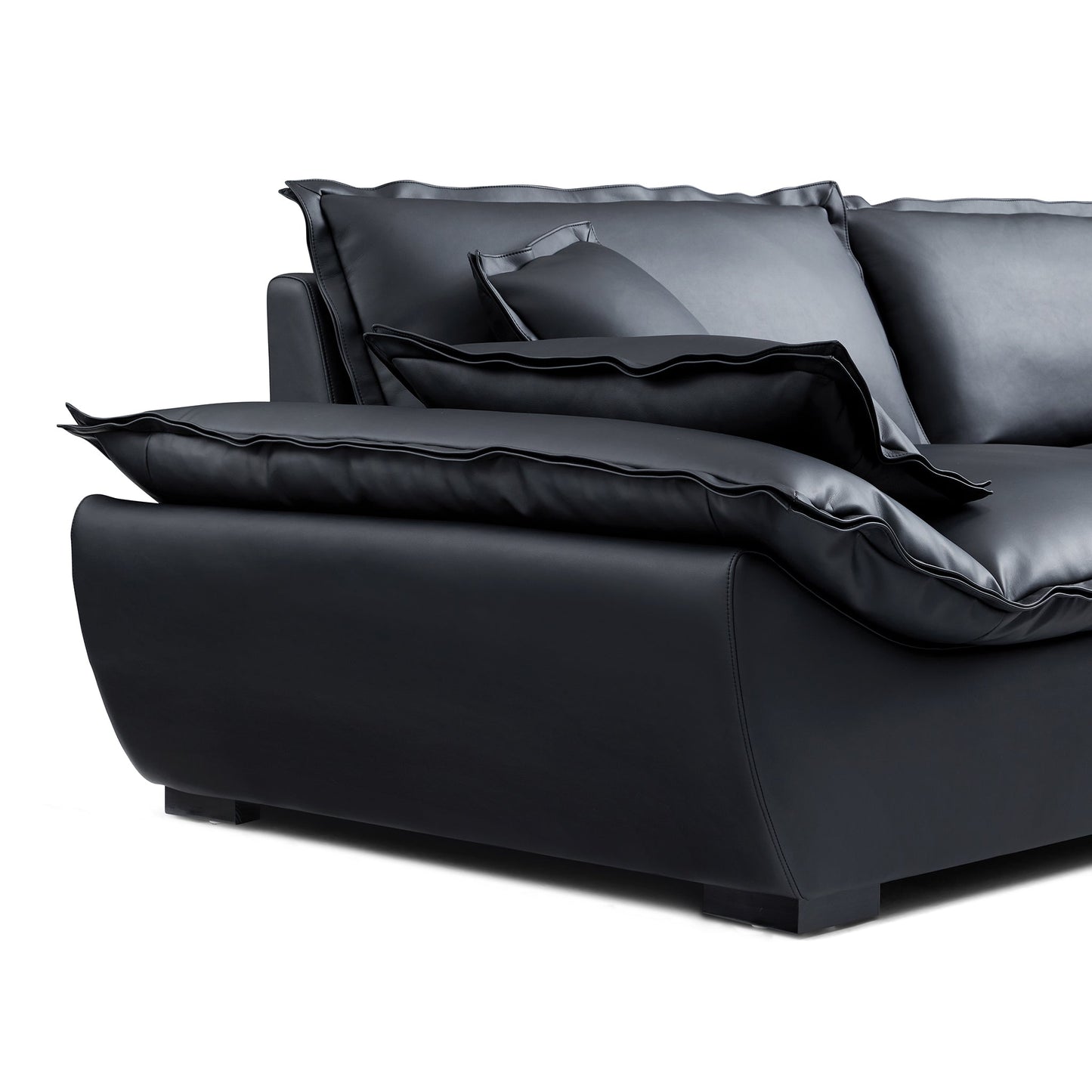 Casper Sailboat Leather Sofa-Black