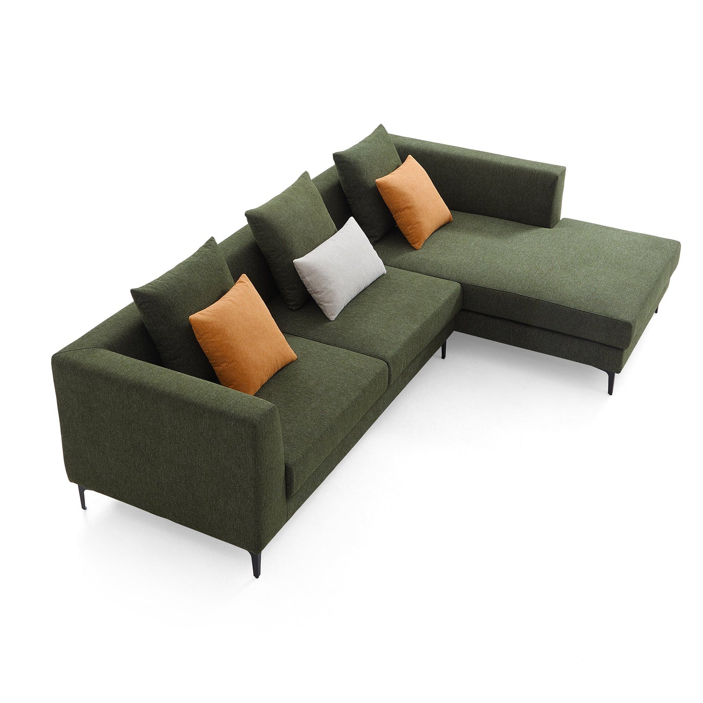 Jungle L Shaped Green Fabric Sectional Sofa With Chaise-Green-113.8"-Facing Right