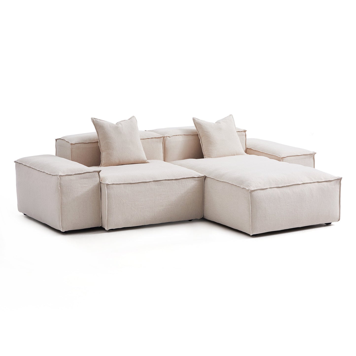 Freedom Modular White Sectional Sofa-Khaki-Low-106.3″