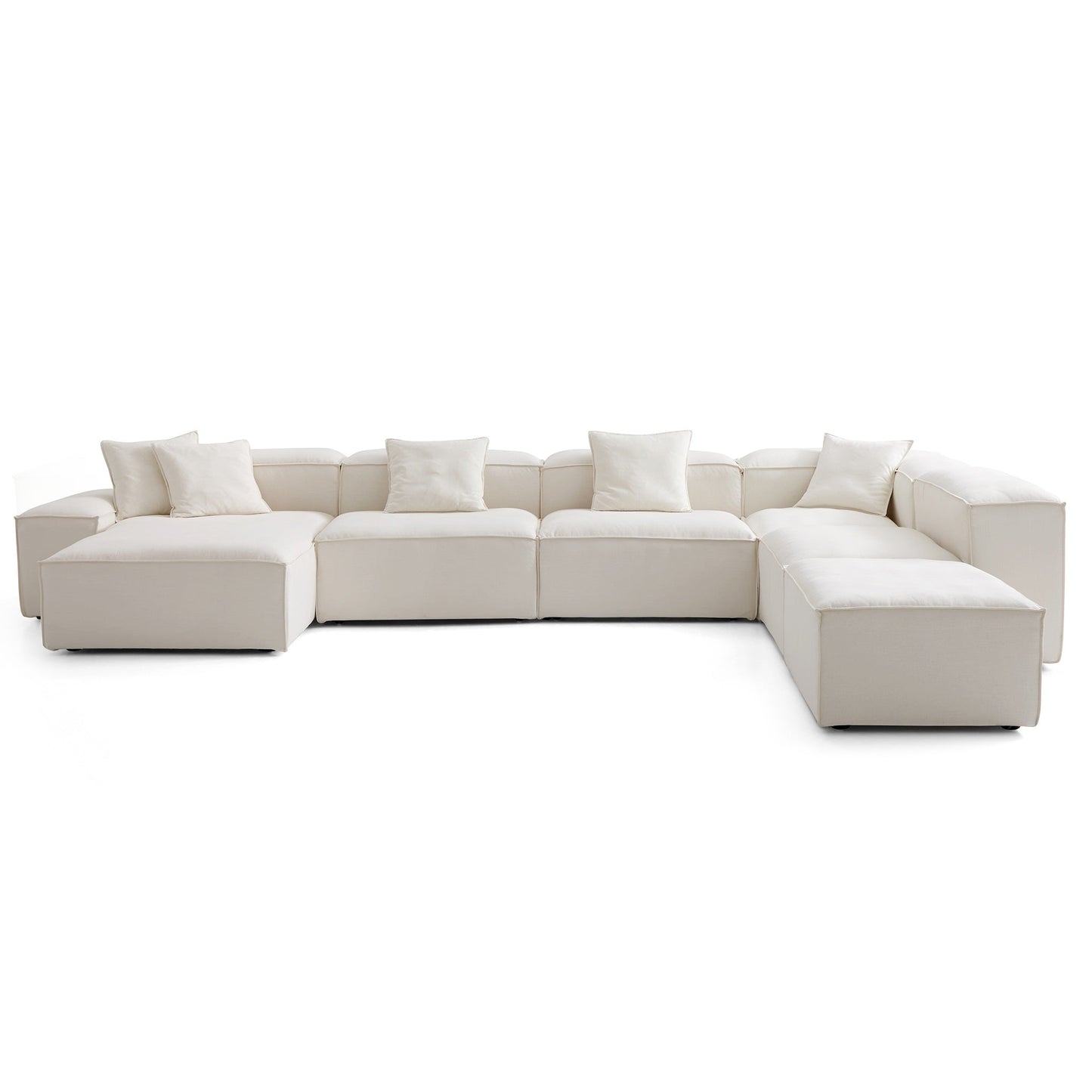 Freedom Modular Beige Open End Sectional Sofa-Beige-177.2"-Low