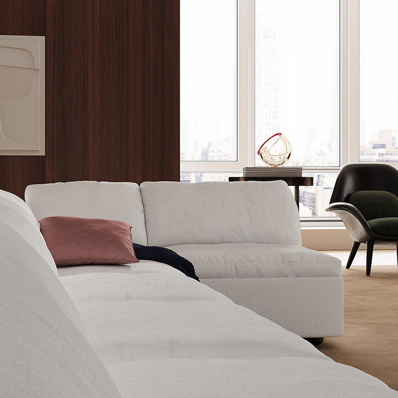 Tender Wabi Sabi U Shaped Beige Sectional with Open End-White