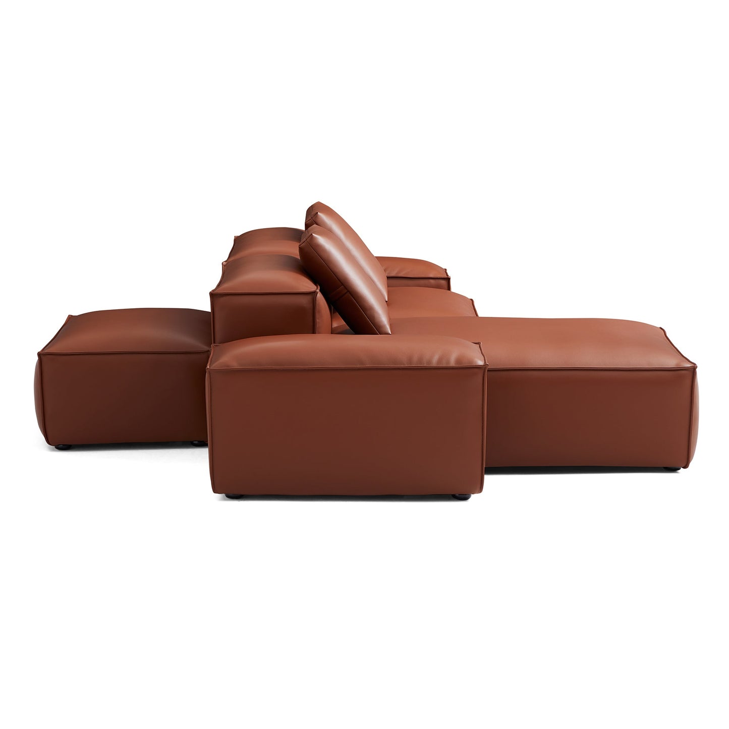 Cube Modular Brown Genuine Leather Double Sided Sectional-Brown-105.5"-Low