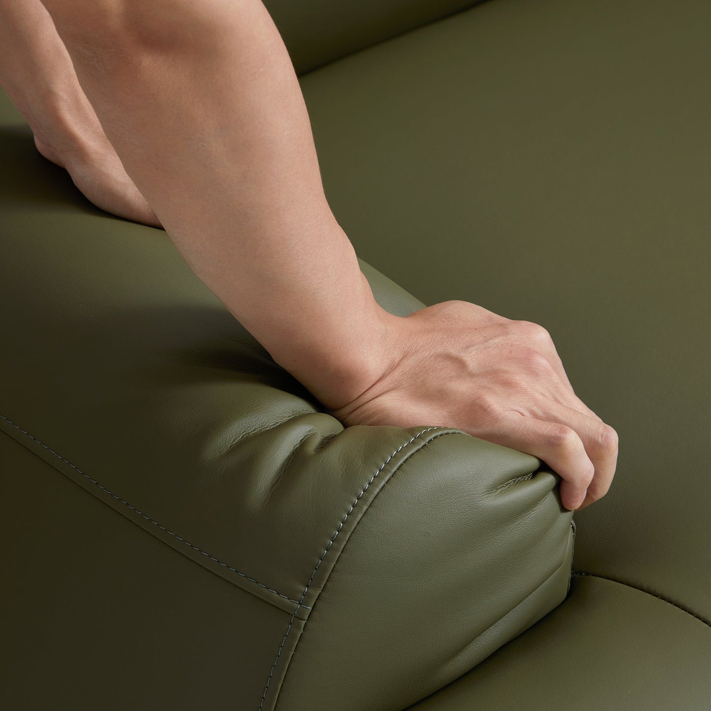 Brenley Modern Italian Leather Sofa-Olive