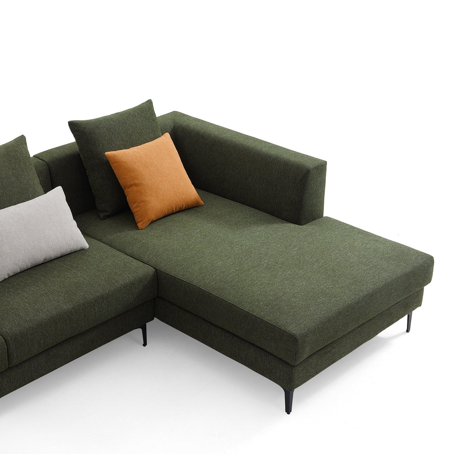 Jungle L Shaped Green Fabric Sectional Sofa With Chaise-Green