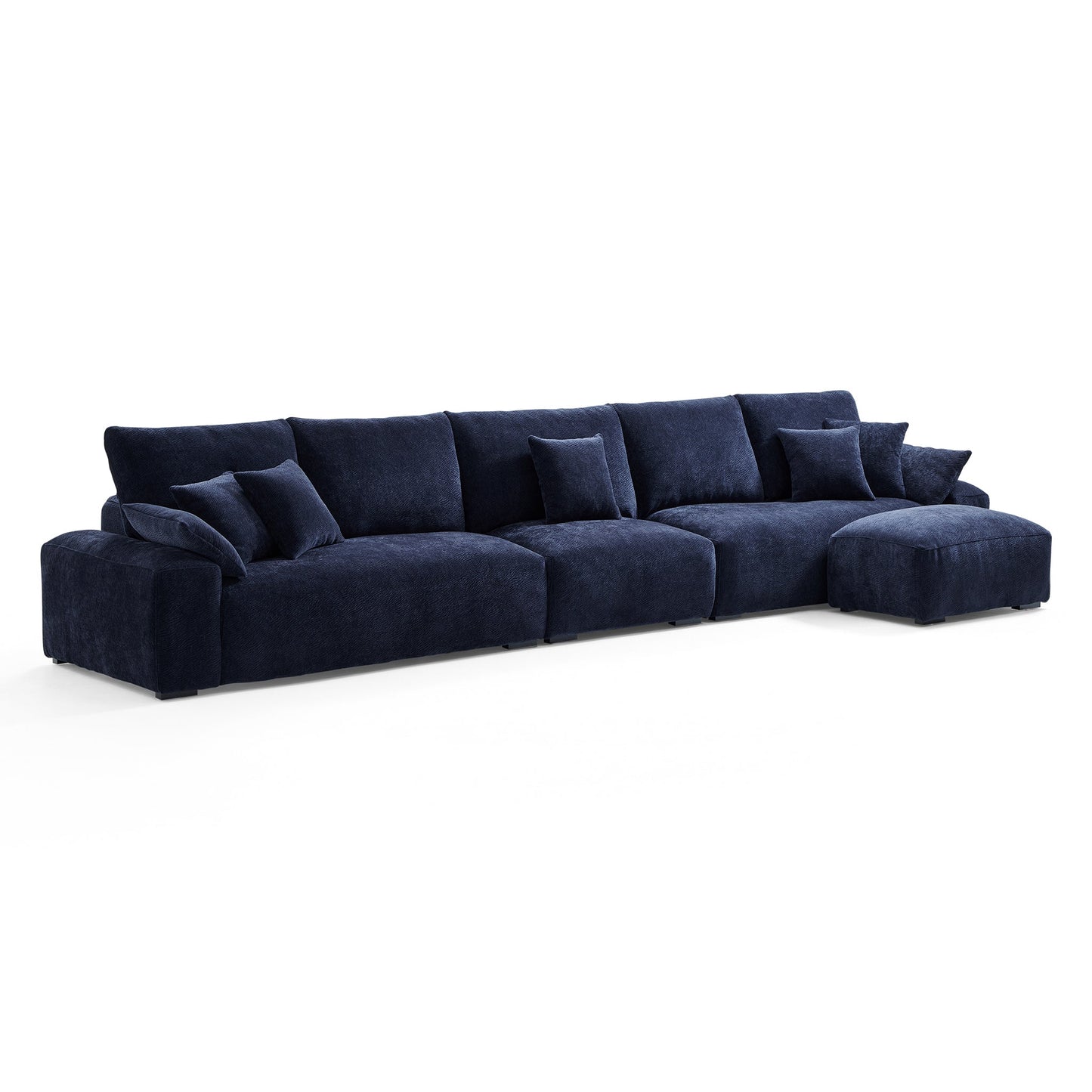 The Empress Navy Blue Sofa and Ottoman-Navy Blue-175.6"