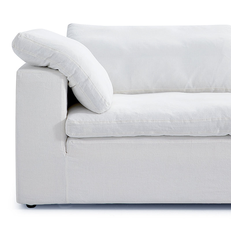 Tender Wabi Sabi Shaped Sectional with One Open End-White