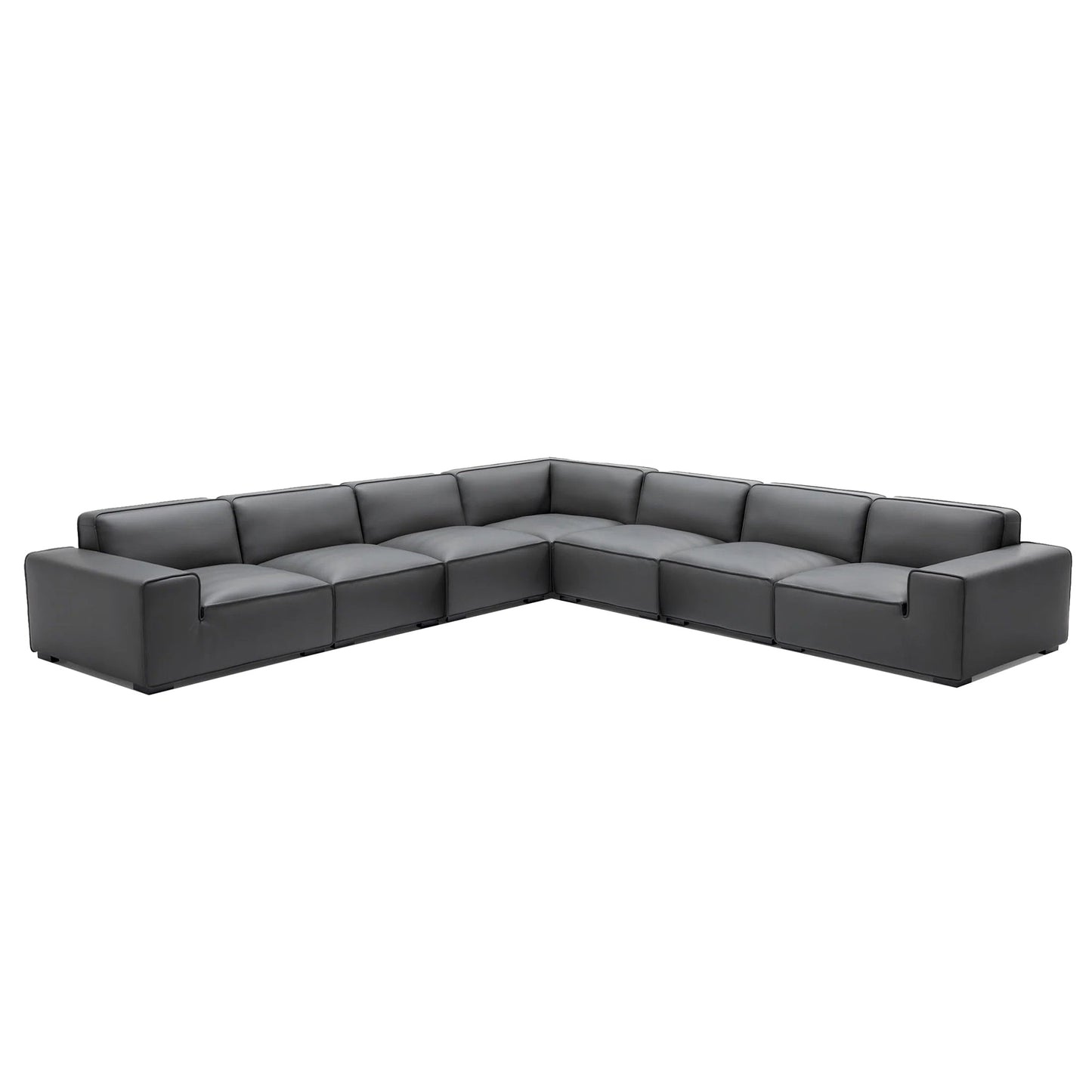 Domus Modular Beige Leather L Shaped Sectional-Dark Gray-7 Seater(162.2")