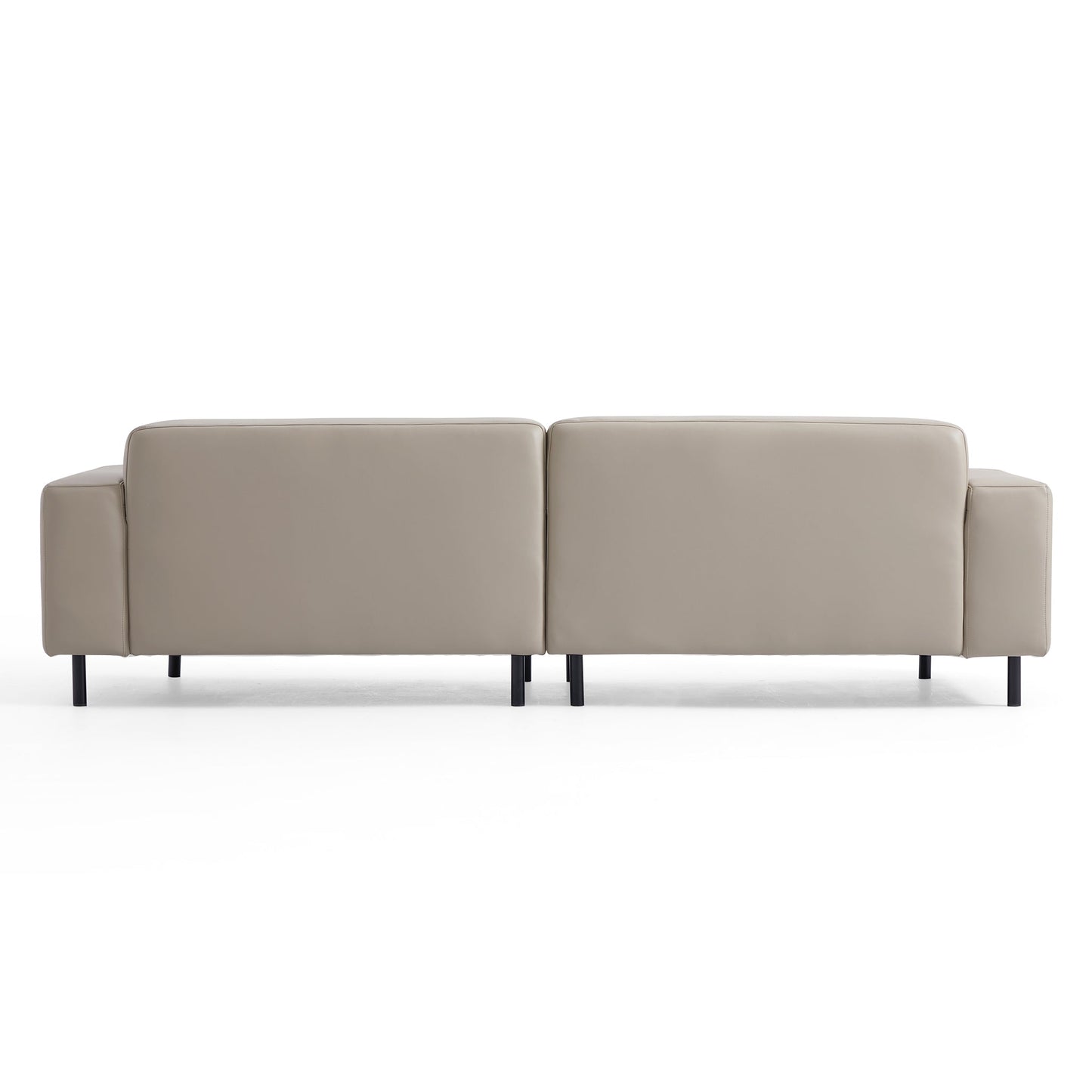 Noble Dark Gray Leather Sofa-Beige-111.0"