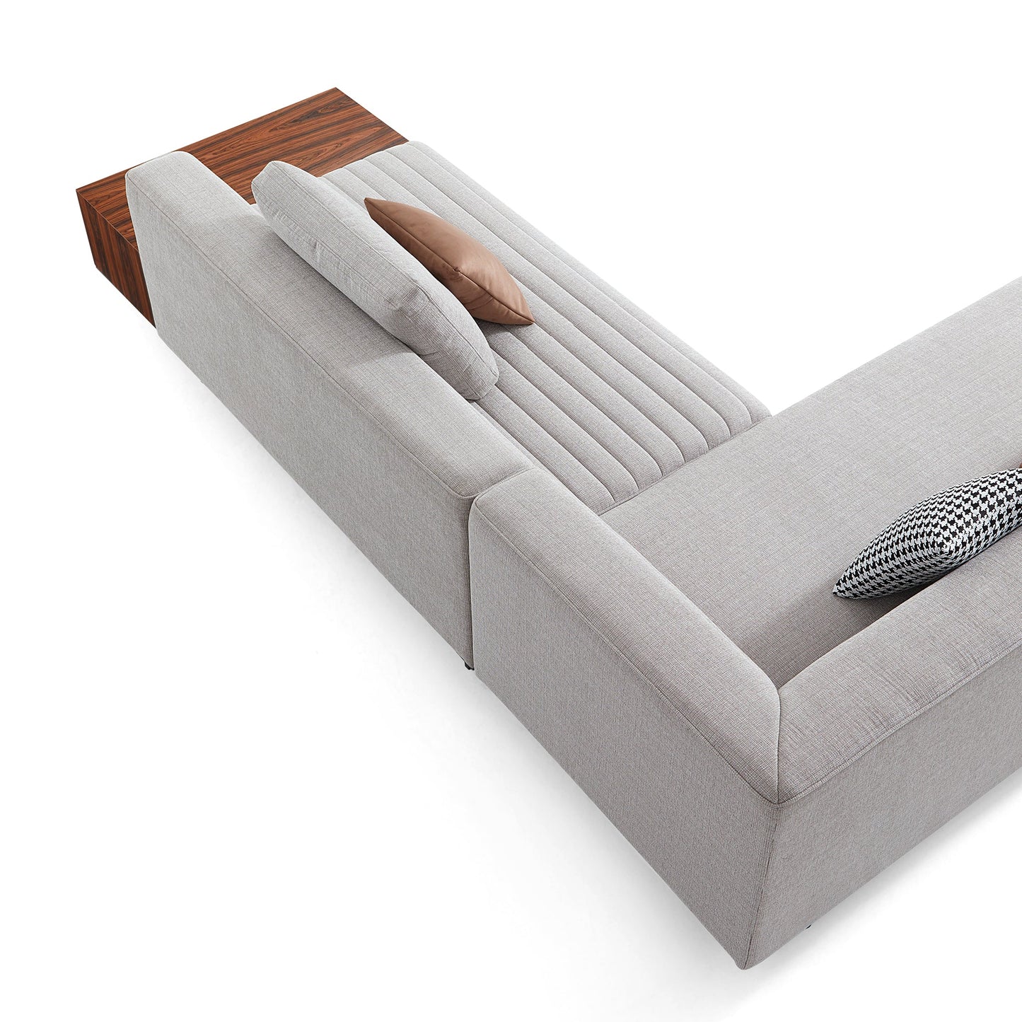 Brandy Channel Tufting Sectional with Coffee Table-Gray-173.2"(2)