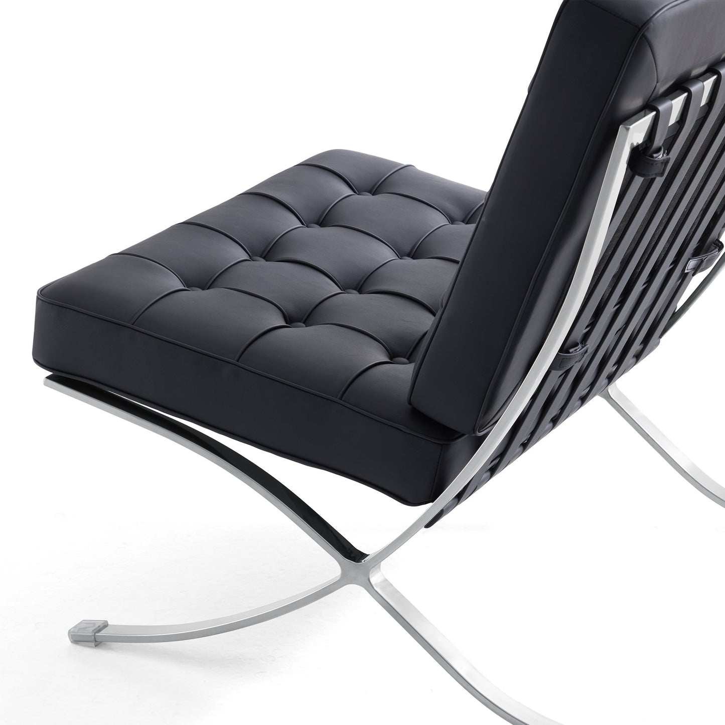 Barcelona Leather Lounge Chair-Black