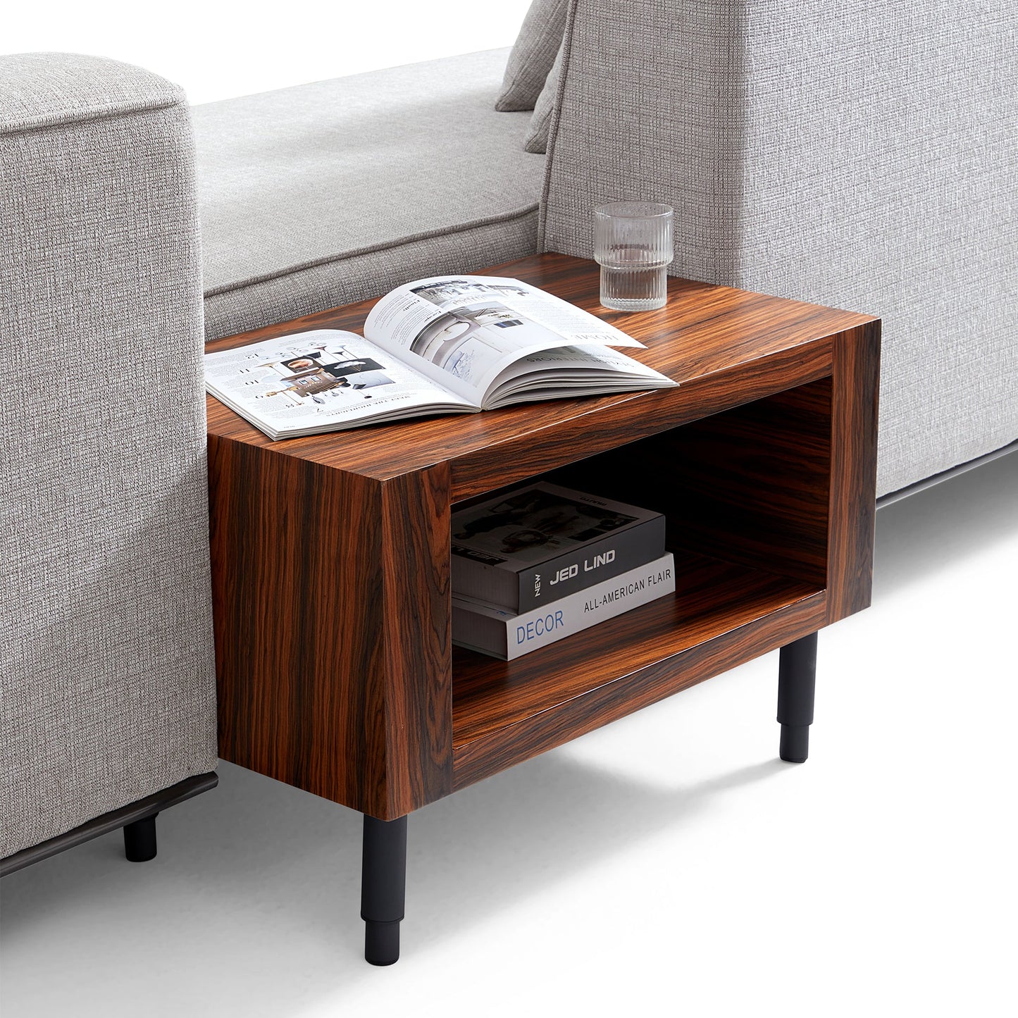 Brandy Channel Tufting Sectional with Coffee Table-Gray