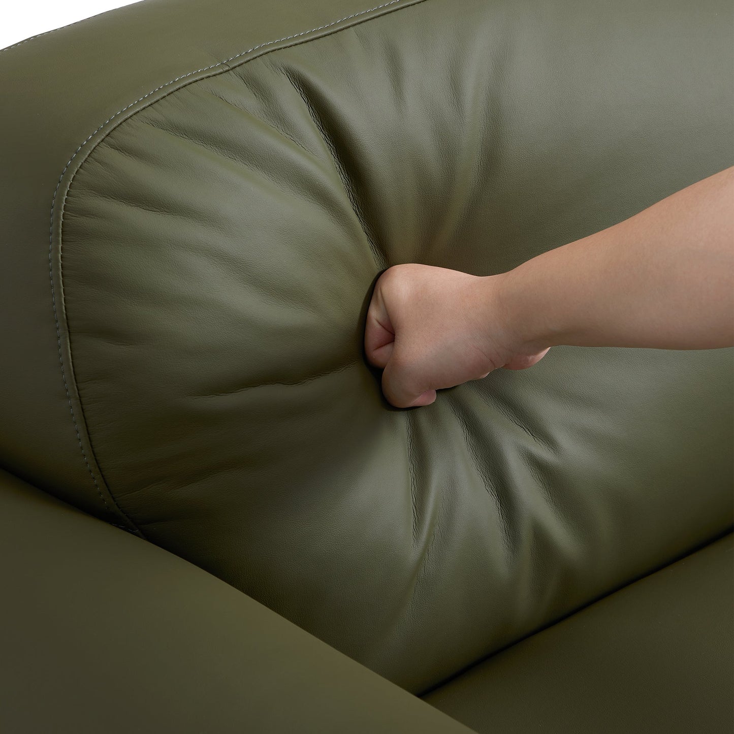 Brenley Modern Italian Leather Sofa-Olive