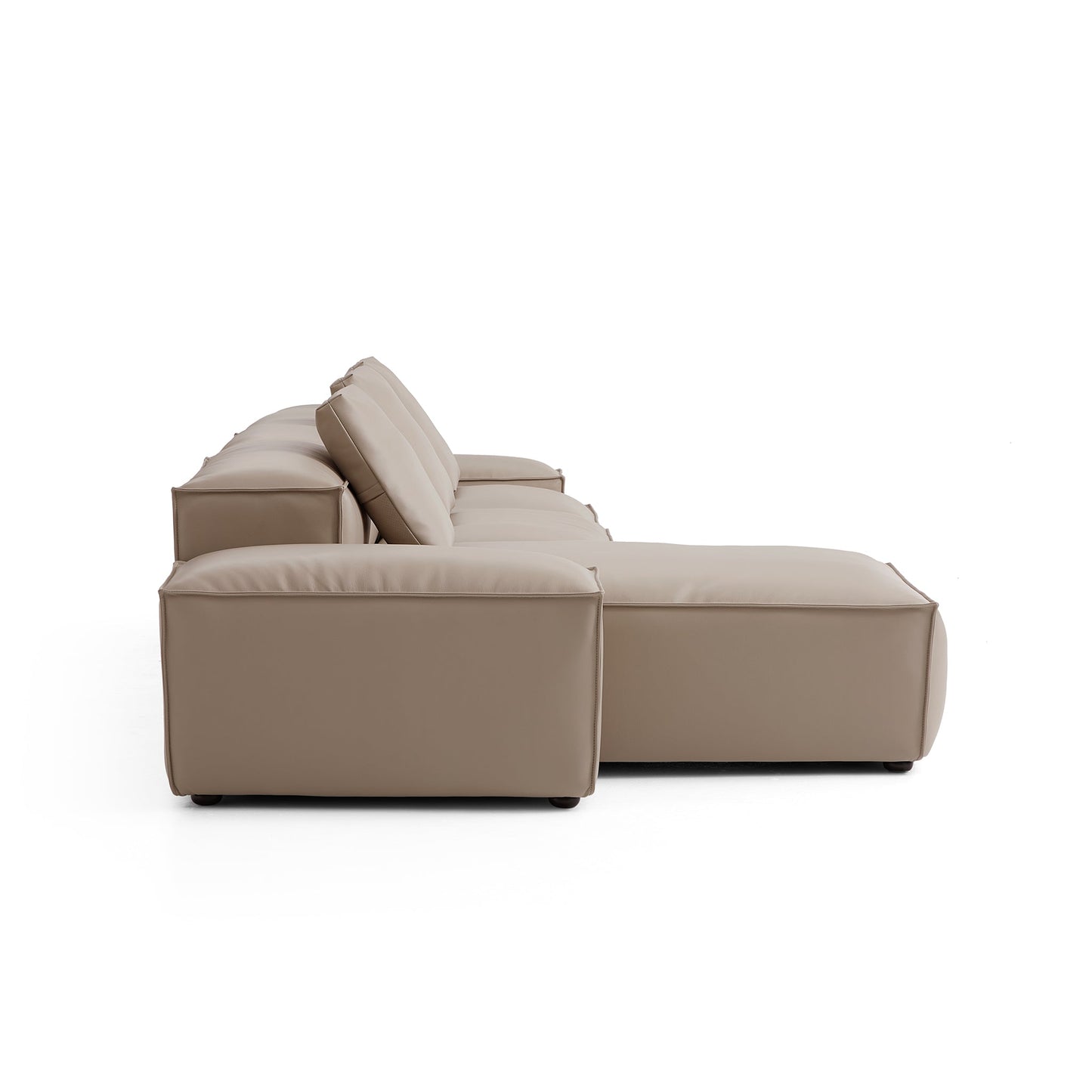 Canapé d'angle modulaire Cube en cuir véritable kaki