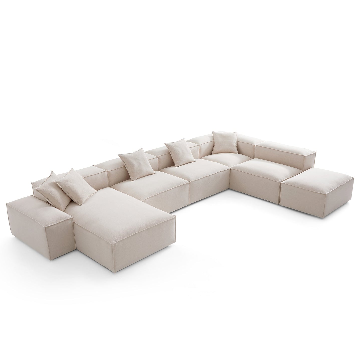 Freedom Modular Khaki Open End Sectional Sofa-Khaki-177.2"-Low