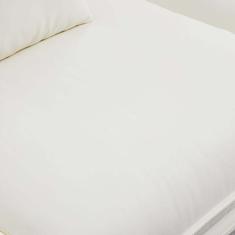 Vanilla White Leather Armchair-White