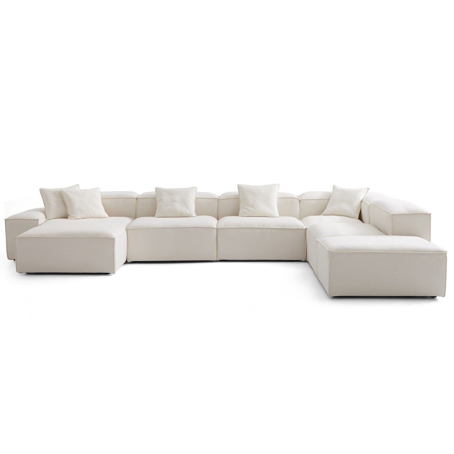 Freedom Modular Beige Open End Sectional Sofa-Beige-177.2"-Low