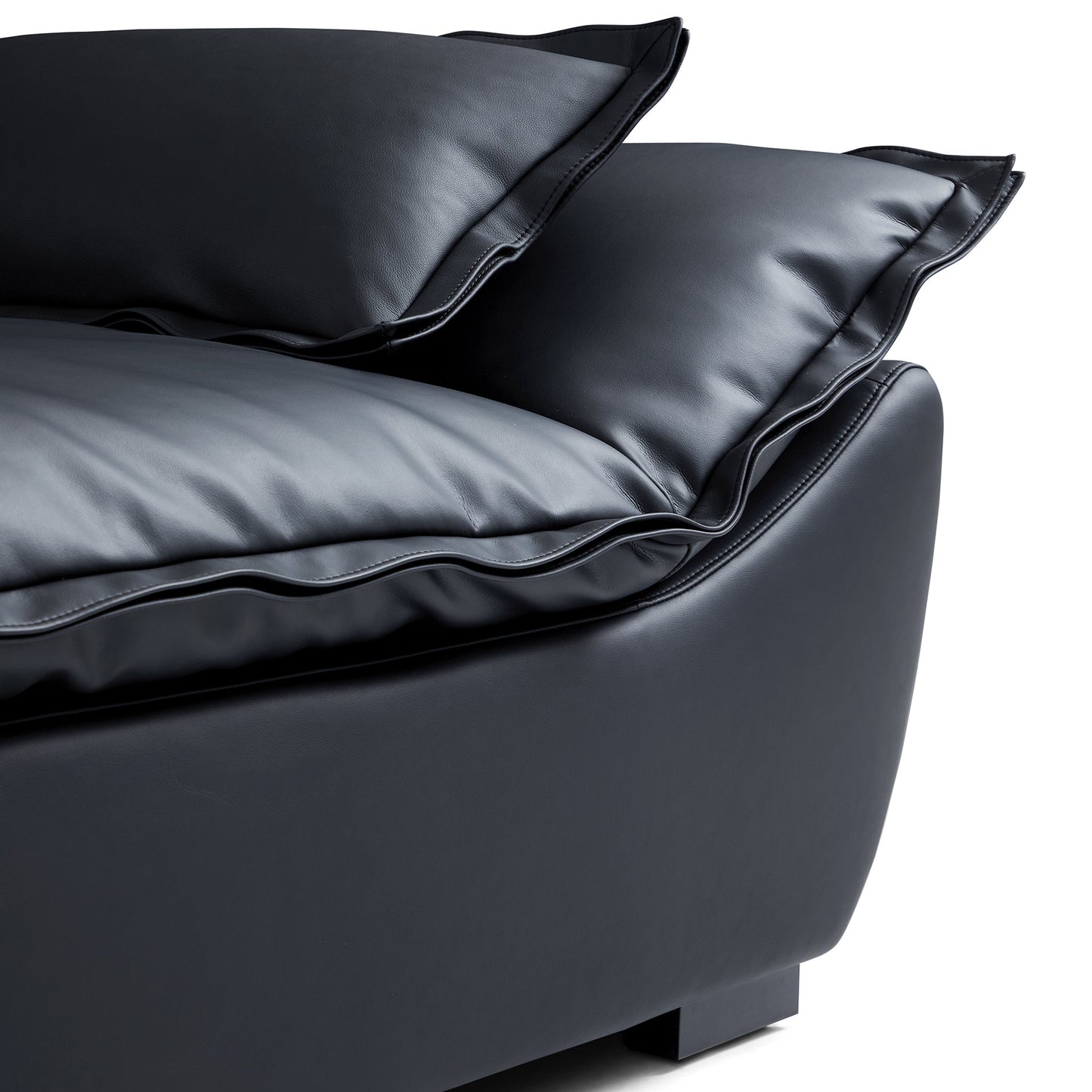 Casper Sailboat Leather Sofa-Black