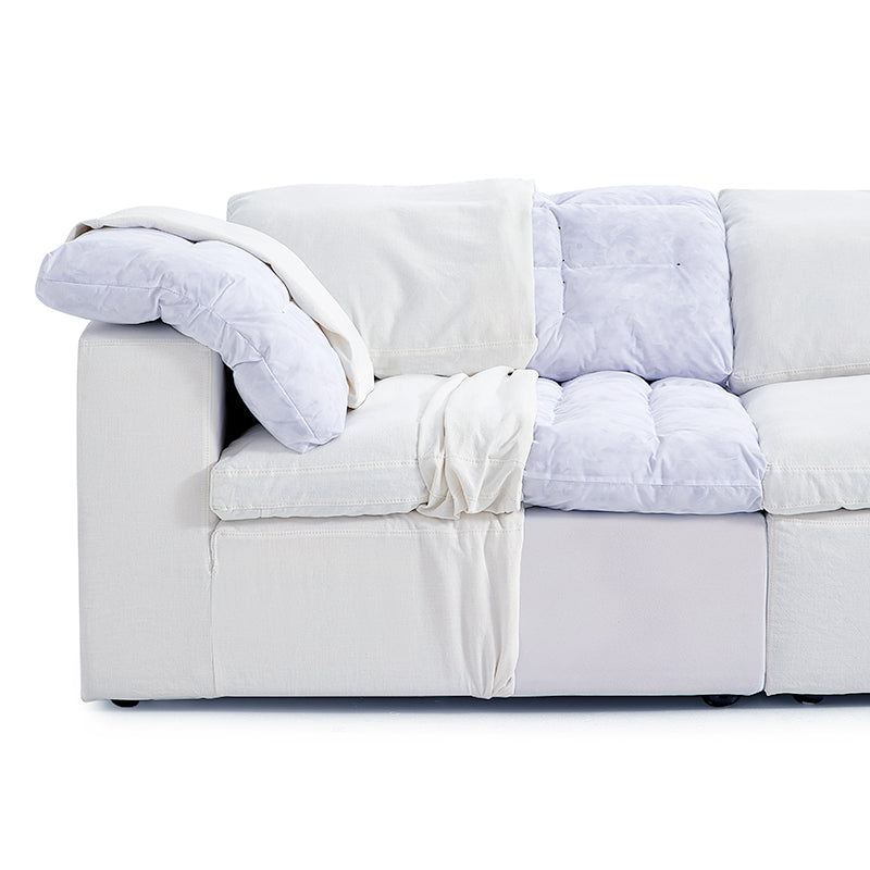 Tender Wabi Sabi Beige Sofa and Regular Ottoman-White
