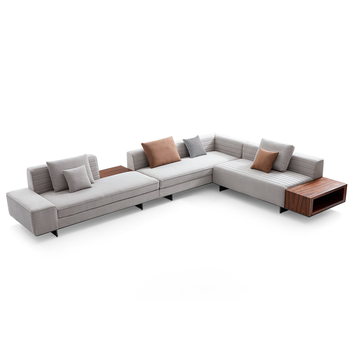 Brandy Channel Tufting Sectional with Coffee Table-Gray-173.2"(2)